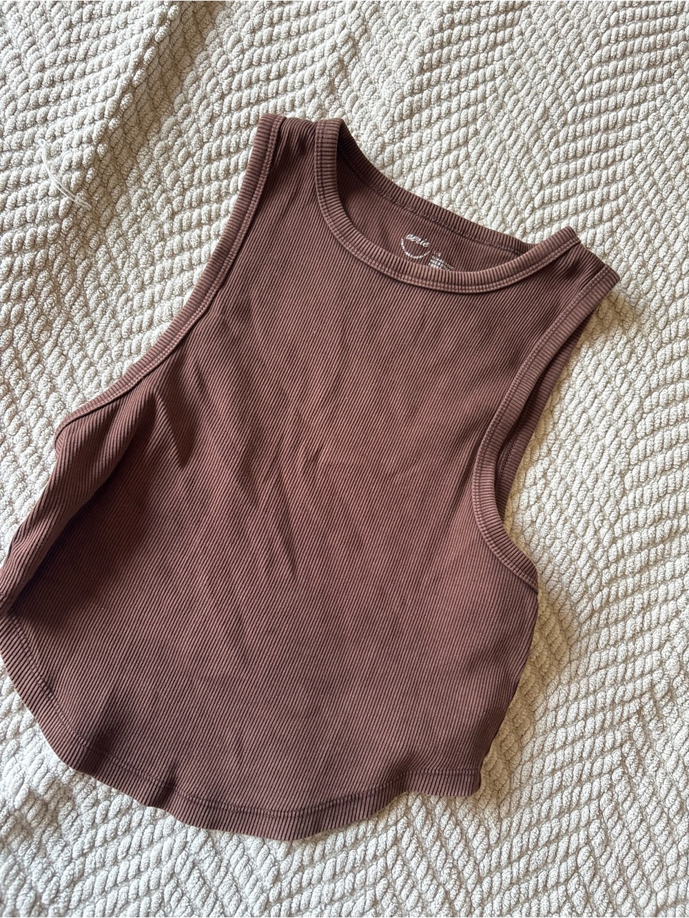 aerie Ribbed Tank Top in Brown